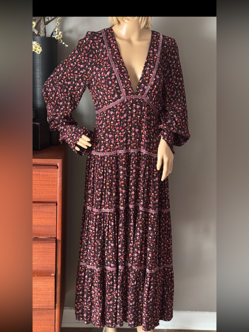 Free People Maxi Dress with Pink Floral Print